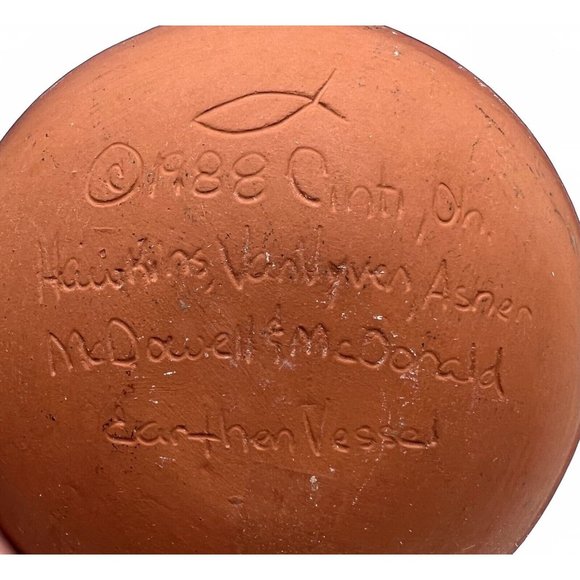 The Earthen Vessel Pottery Trinket Dish Chervil 5” 1988 Signed Hawkins, Asner - Picture 2 of 2